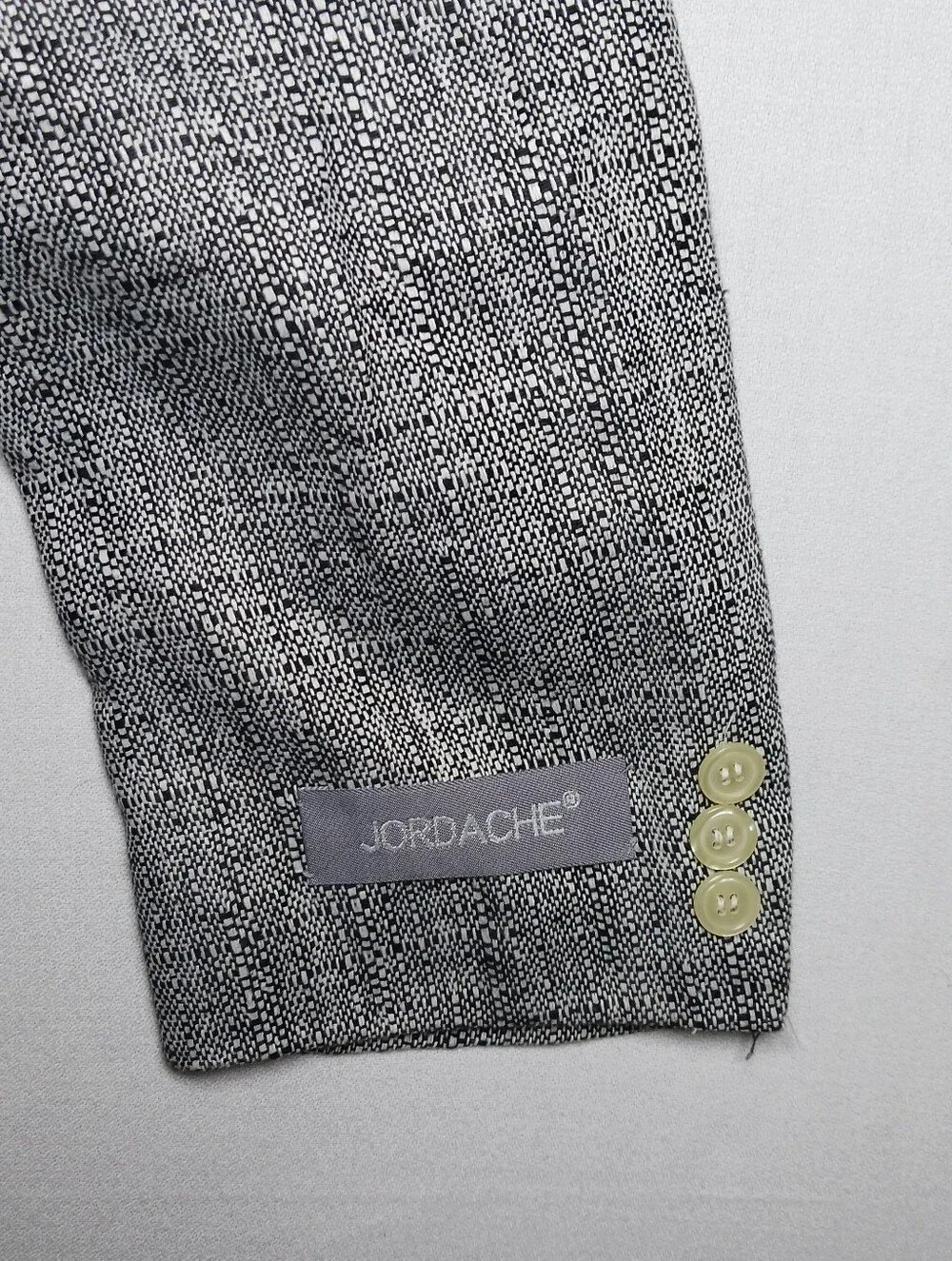 Vintage Jordache Penn Mens Linen Blend Blazer 46R Salt Pepper Tweed Deadstock